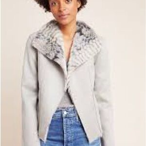 Anthropologie Marrakech S Faux Fur Faux Suede Moto Jacket REVERSIBLE